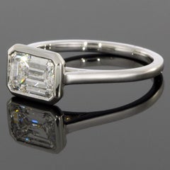 Platinum Colorless 1.56 Carat Emerald Cut Diamond Solitaire Engagement Ring