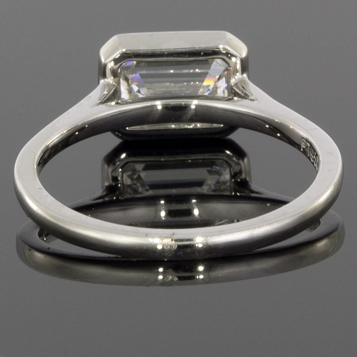 Platinum Colorless 1.56 Carat Emerald Cut Diamond Solitaire Engagement Ring In New Condition In Columbia, MO