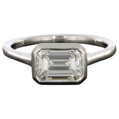 Platinum Colorless 1.56 Carat Emerald Cut Diamond Solitaire Engagement Ring