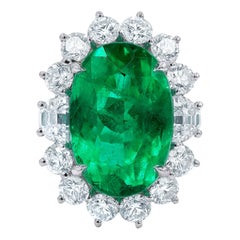 Platinum Columbian Green Emerald Ring