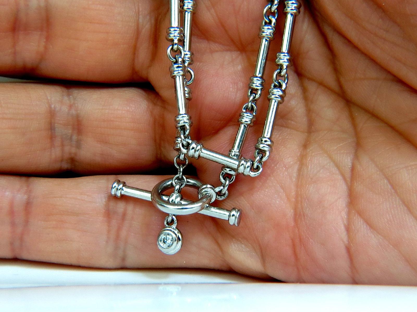 Platinum Column Linked Ladies Toggle Diamond Necklace 5