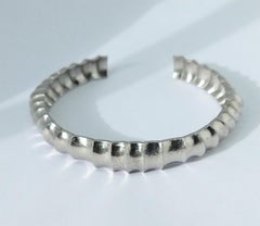 Platinum  Vertebrae Concave Cuff Bracelet