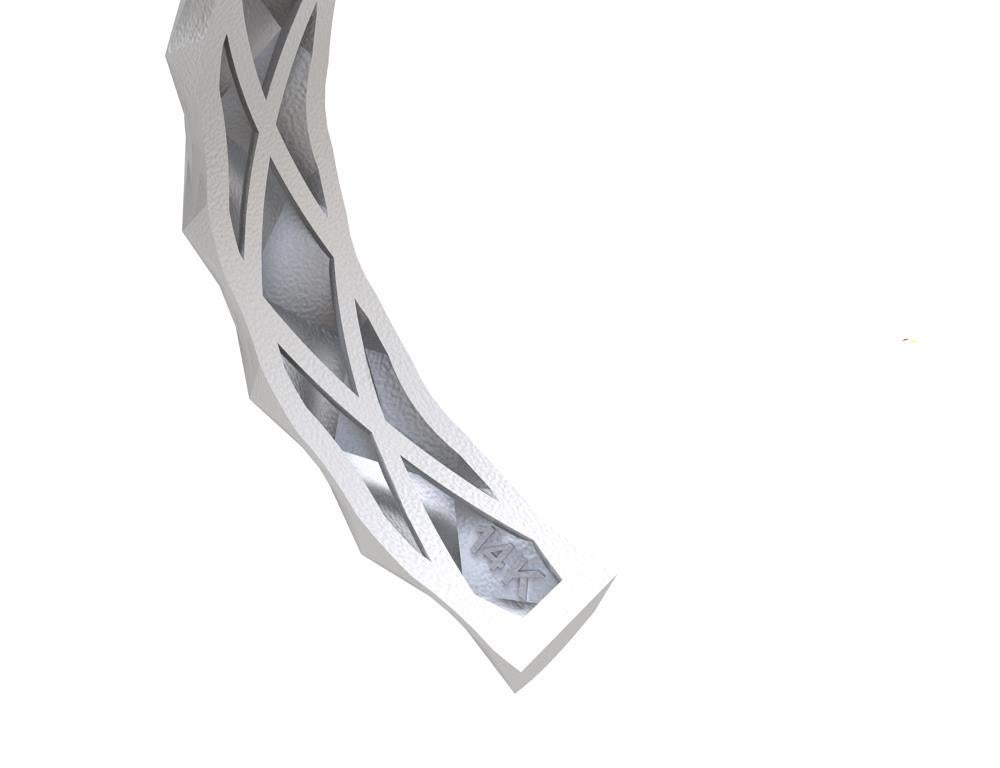 Platinum Concave Rhombus Unisex Cuff Bracelet For Sale 3