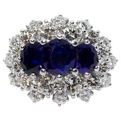 Platinum Contemporary Handmade Diamond and Sapphire Ring
