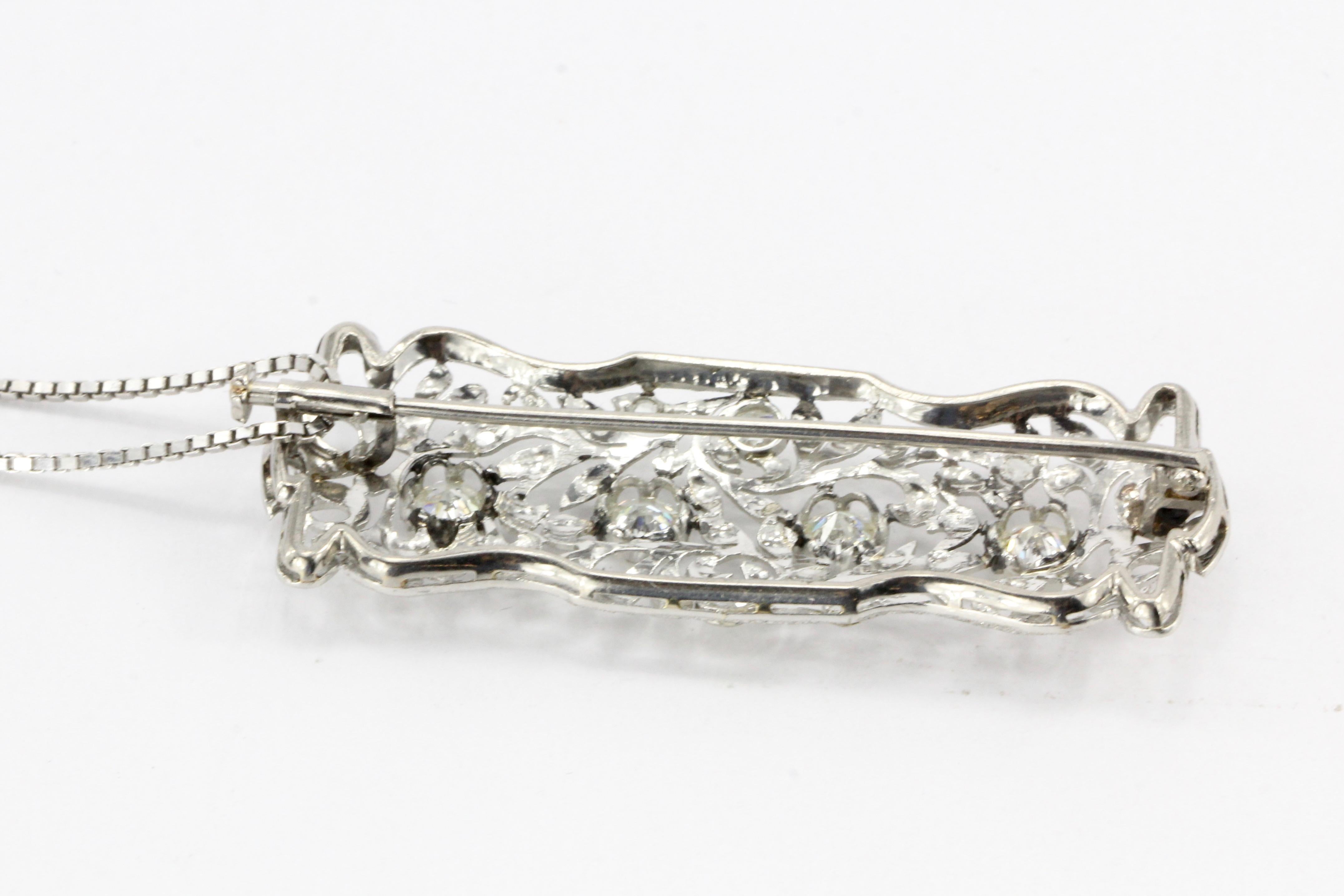 Platinum Convertible Diamond Brooch Pendant, circa 1920s 2