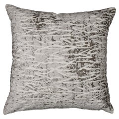 Platinum/silver throw pillow in textured velvets- Platinum Coral- by Mar de Doce