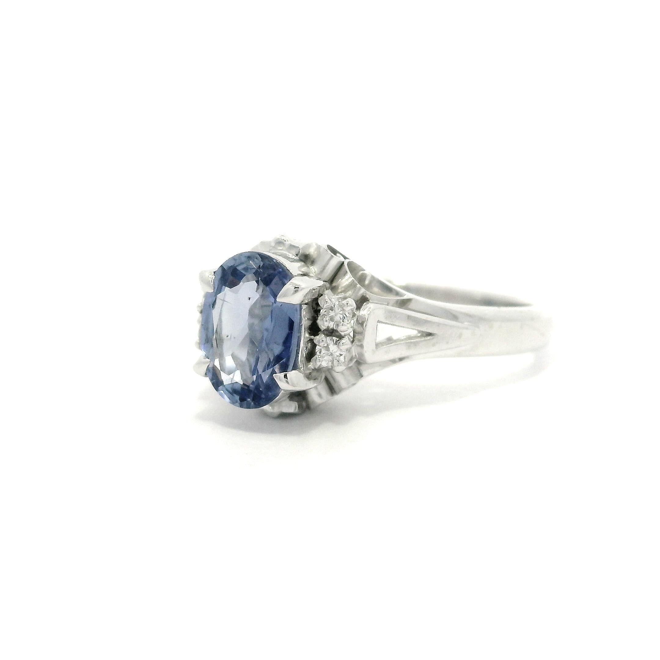 Platin Kornblumenblauer Saphir & Diamant Solitär Cocktail Ring im Angebot 5