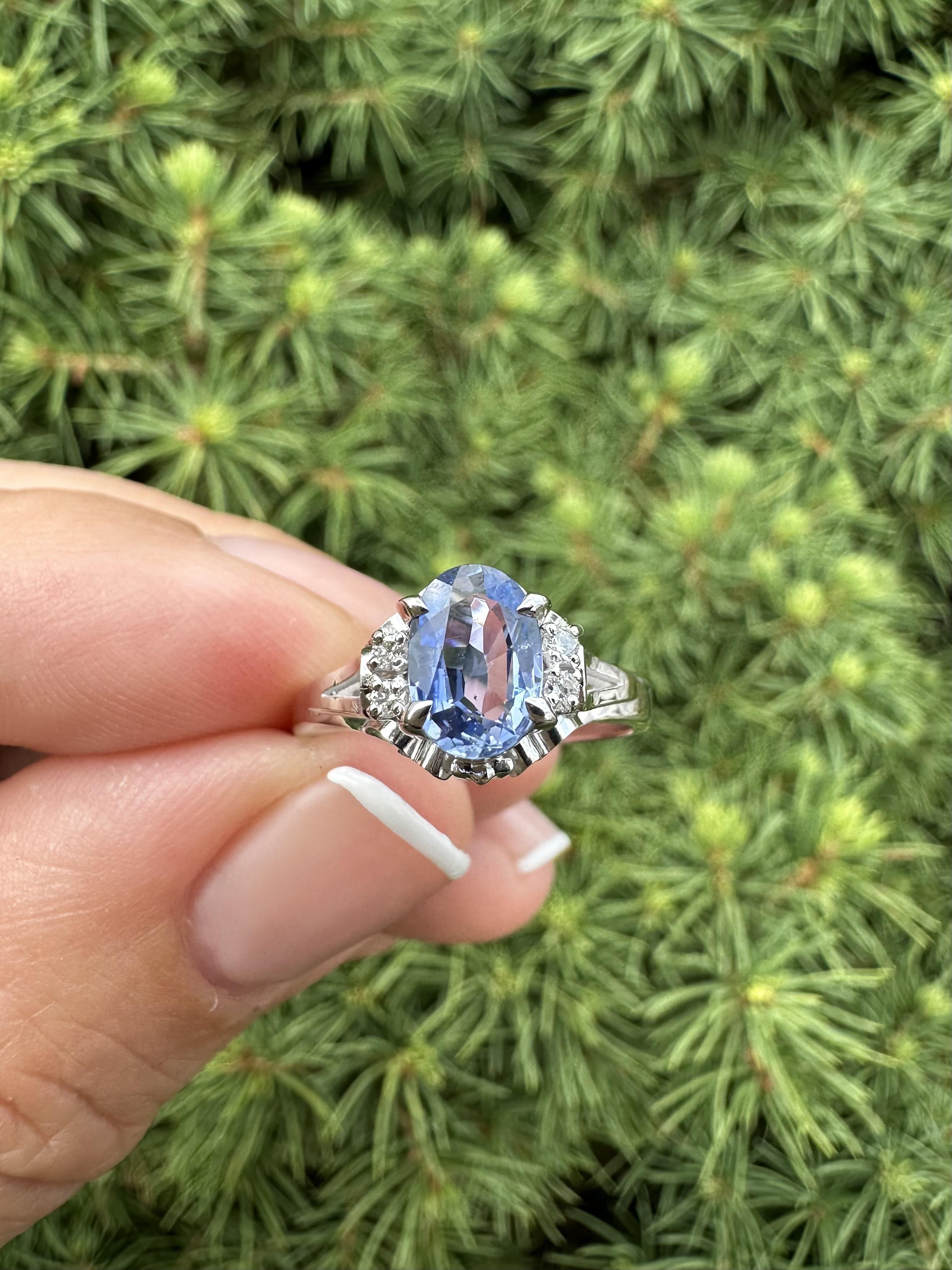 Platin Kornblumenblauer Saphir & Diamant Solitär Cocktail Ring im Angebot 10