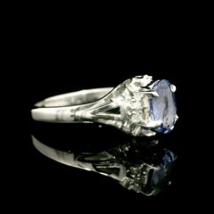 Platinum Cornflower Blue Sapphire & Diamond Solitaire Cocktail Ring