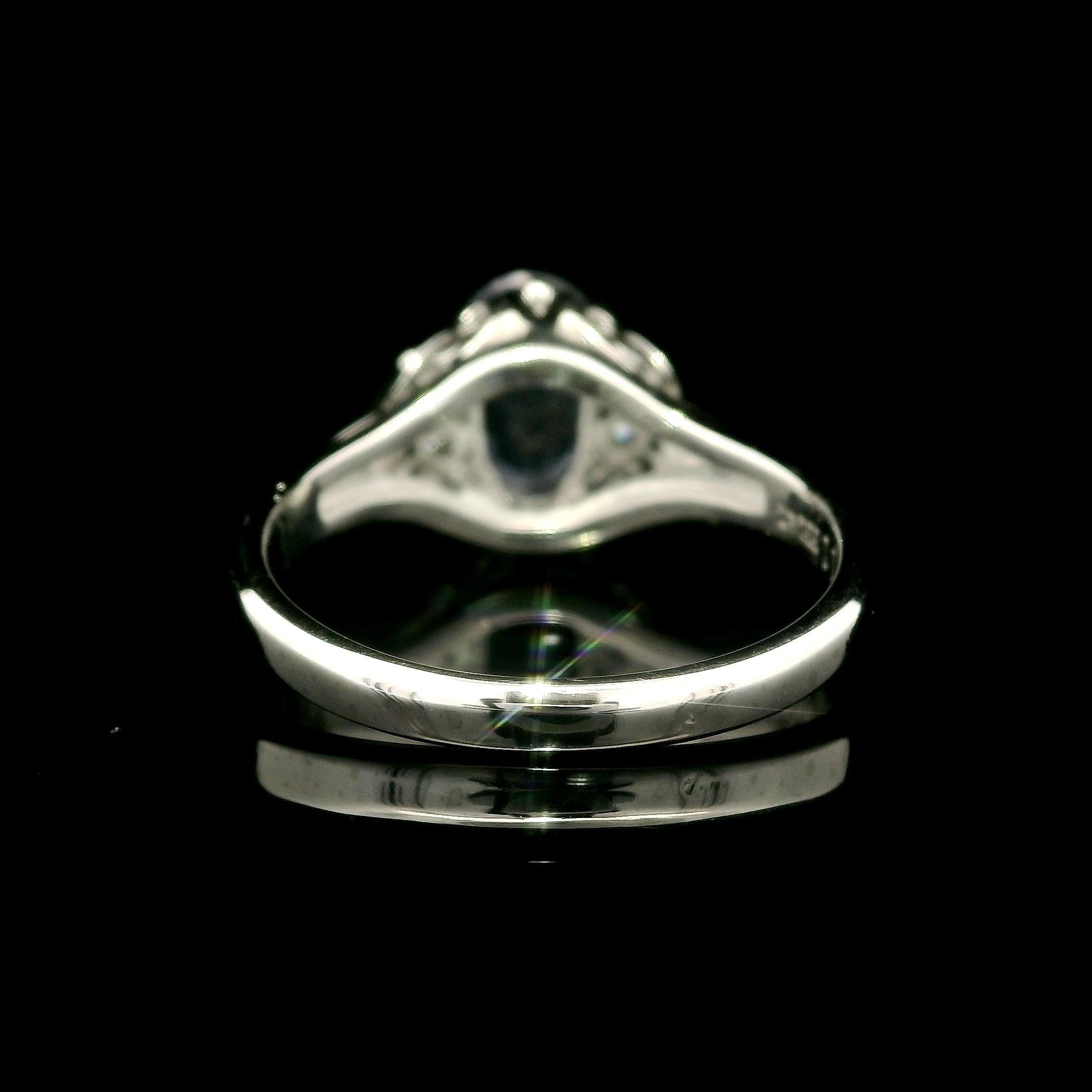 Platin Kornblumenblauer Saphir & Diamant Solitär Cocktail Ring im Angebot 1