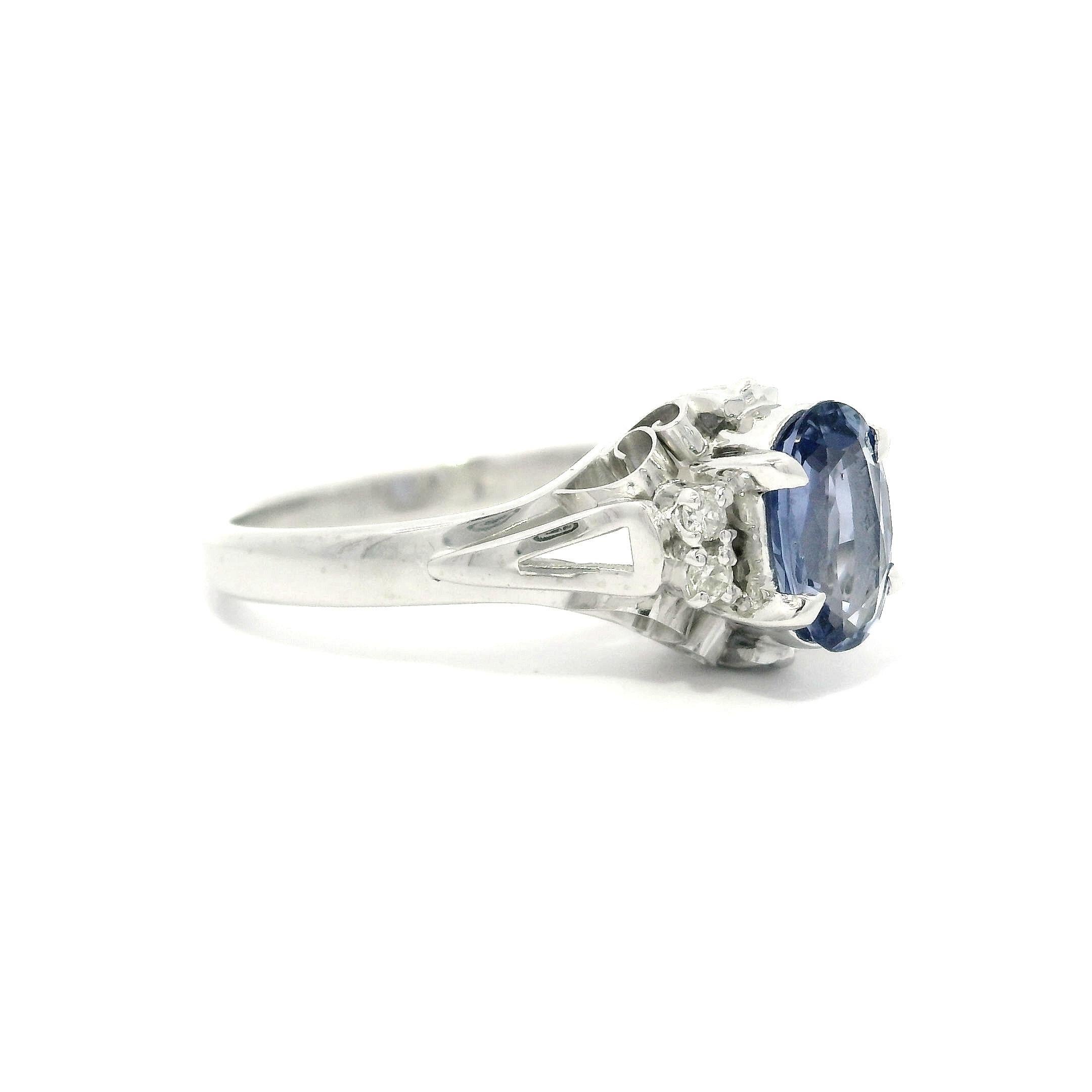Platin Kornblumenblauer Saphir & Diamant Solitär Cocktail Ring im Angebot 3