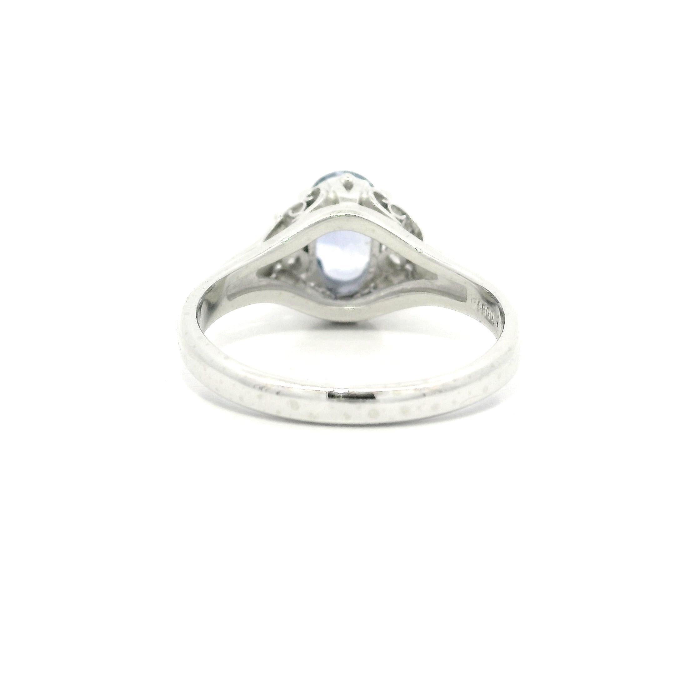 Platin Kornblumenblauer Saphir & Diamant Solitär Cocktail Ring im Angebot 4