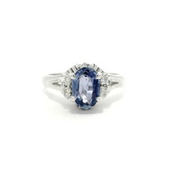 Platinum Cornflower Blue Sapphire & Diamond Solitaire Cocktail Ring