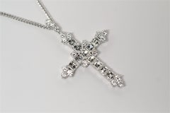 Platinum Cross Necklace with Asscher and Round Brilliant Cut Diamonds, 5.20ct