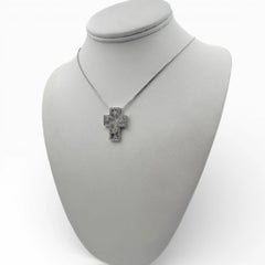 Platinum Cross Pendant with Diamonds and 16" Necklace.