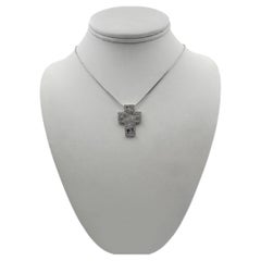 Platinum Cross Pendant with Diamonds and 16" Necklace.