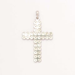Platinum Cross Pendant with Diamonds, Italy Vintage