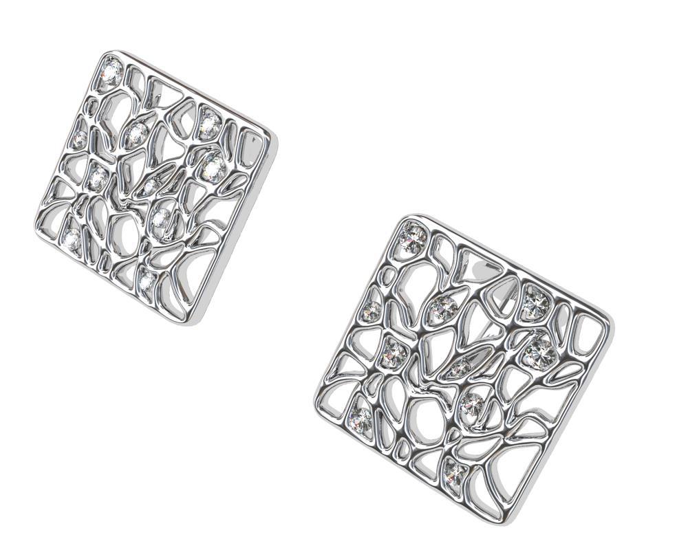 Contemporary Platinum Cufflinks with GIA Diamonds For Sale