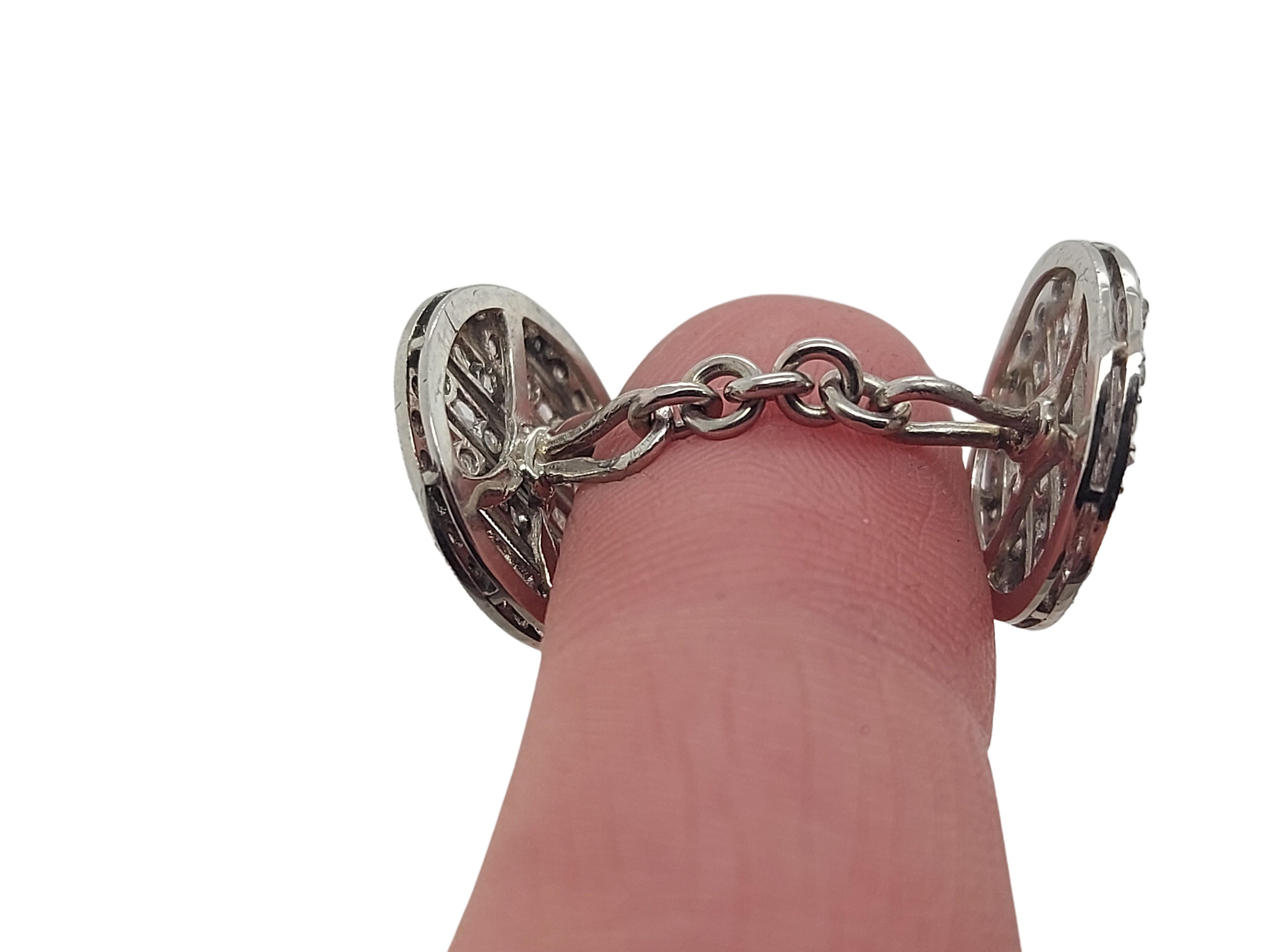 Manschettenknöpfe aus Platin mit Diamanten im Rosenschliff im Angebot 6