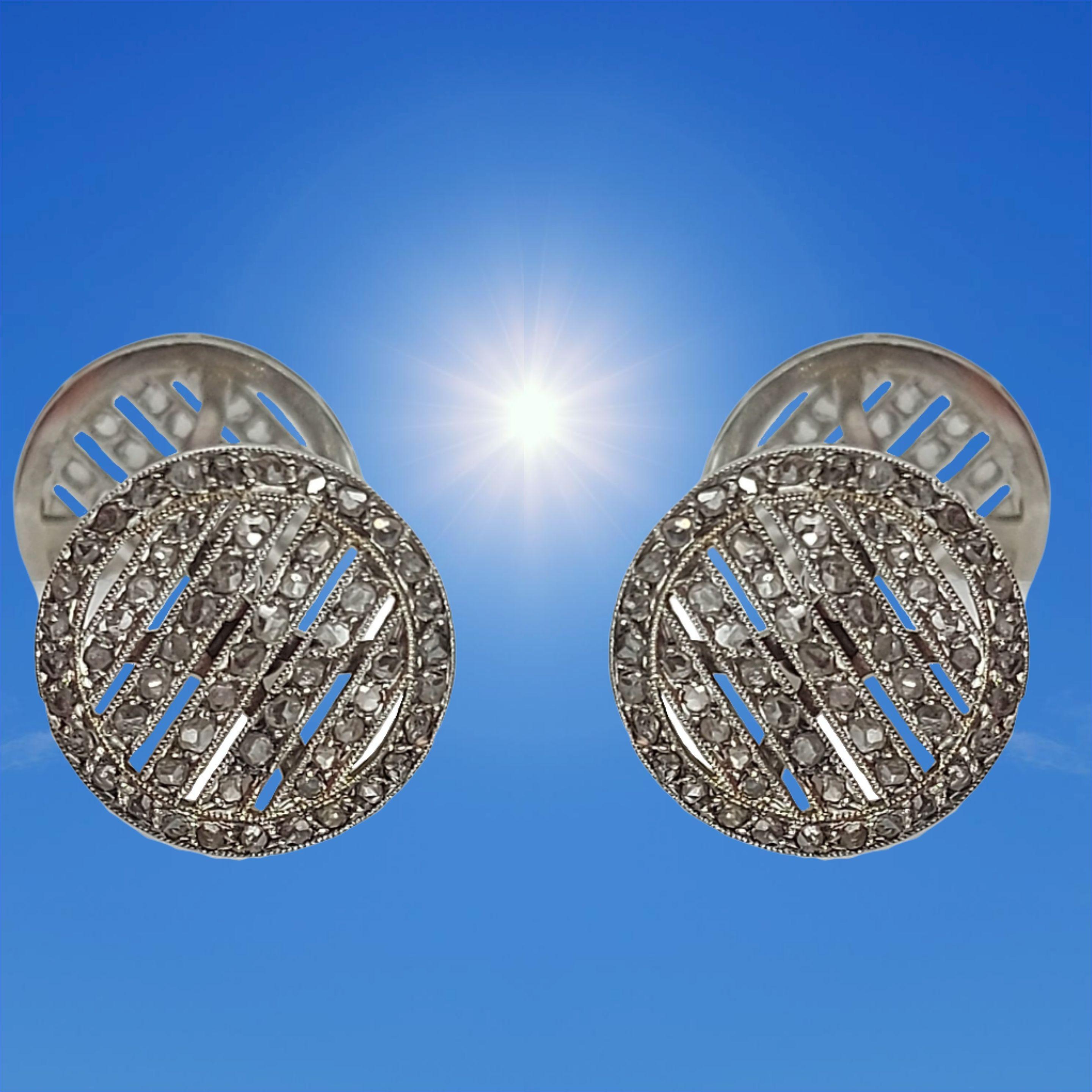 Manschettenknöpfe aus Platin mit Diamanten im Rosenschliff (Kunsthandwerker*in) im Angebot