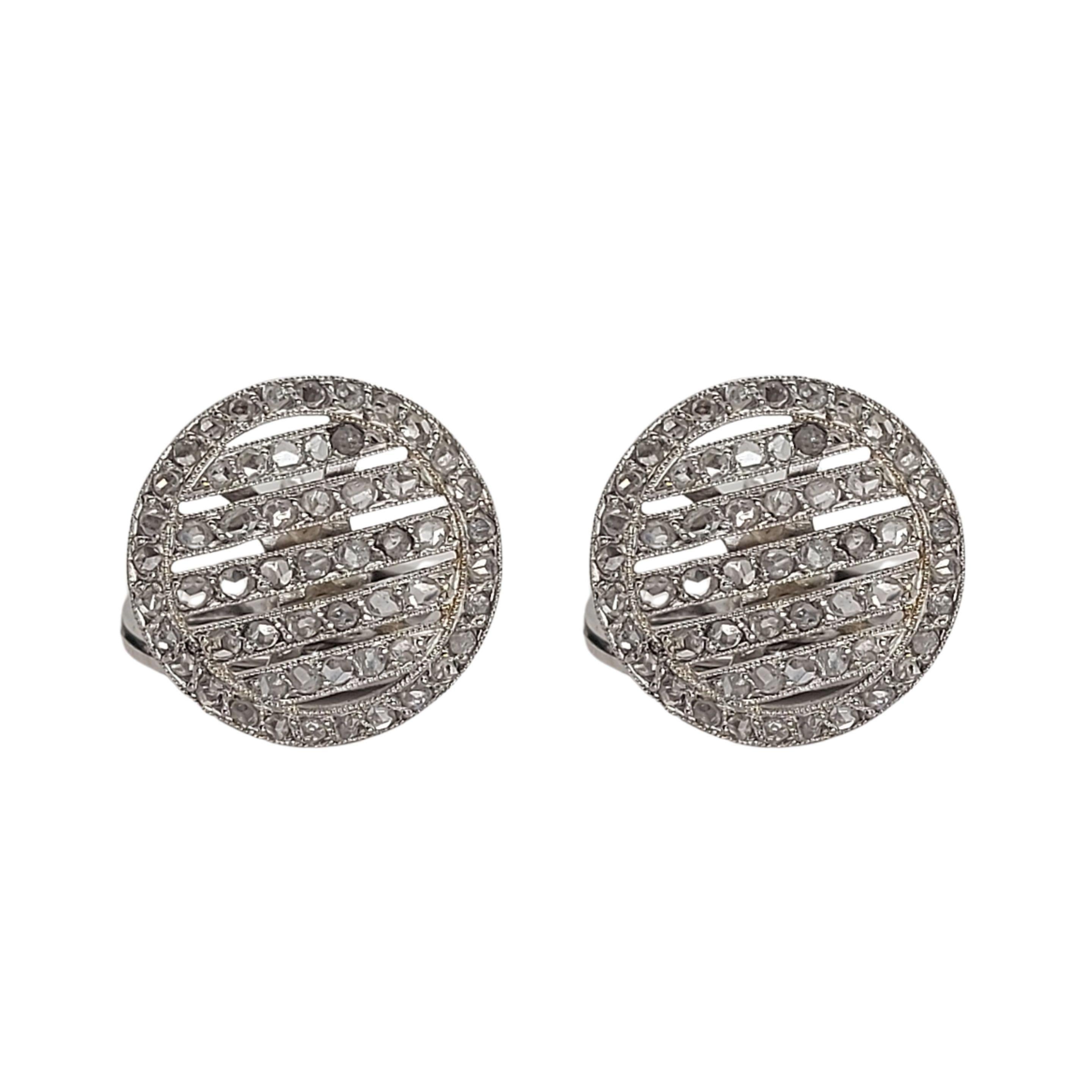 Platinum Cufflinks with Rose Cut Diamonds In Excellent Condition For Sale In Antwerp, BE