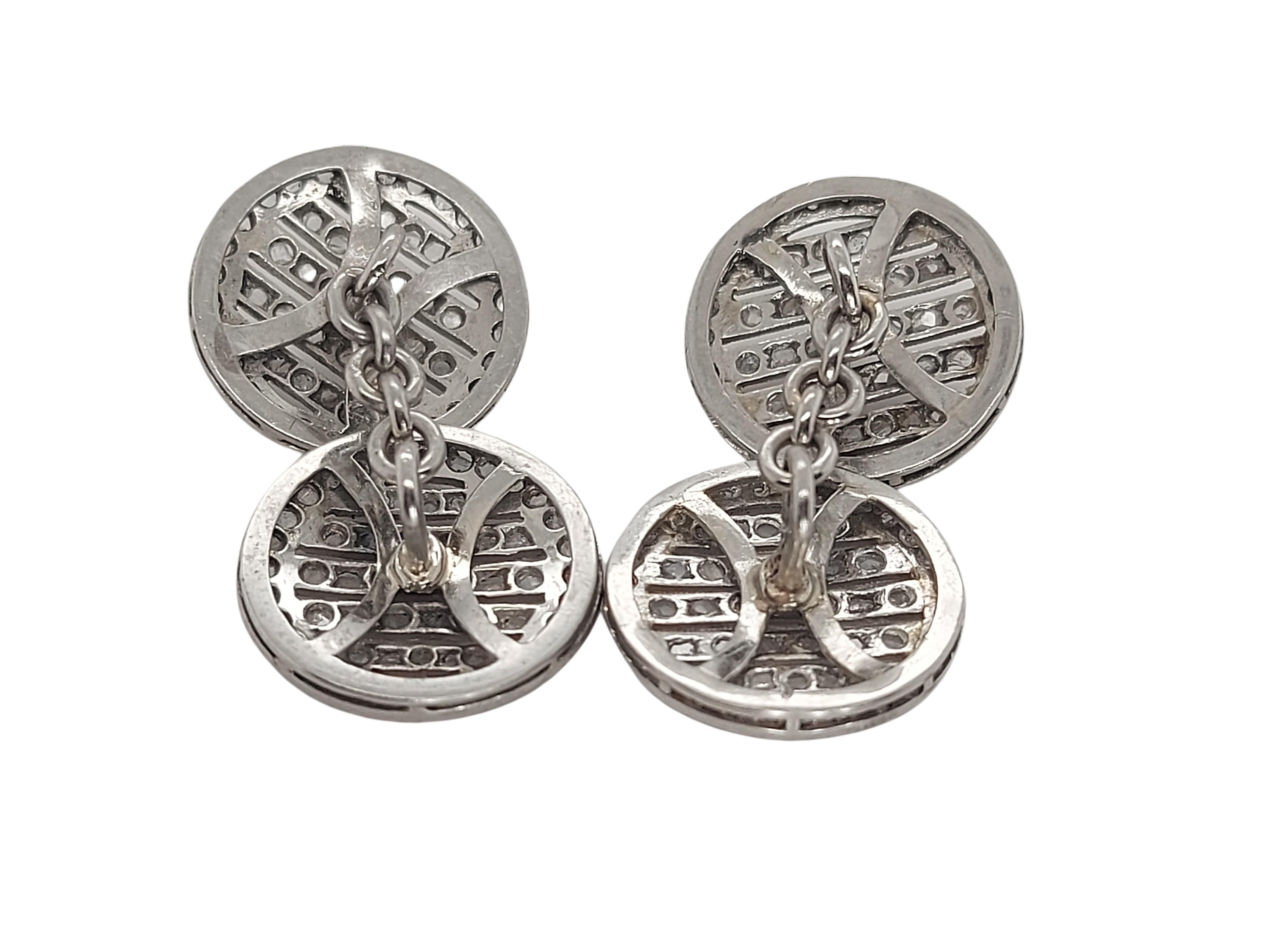 Manschettenknöpfe aus Platin mit Diamanten im Rosenschliff im Angebot 1