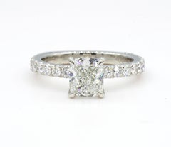 Platinum Cushion Natural 1.51ct Diamond Engagement Ring GIA Hidden Halo .80cttw