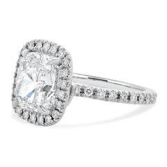 Platinum Cushion Cut Diamond Engagement Ring