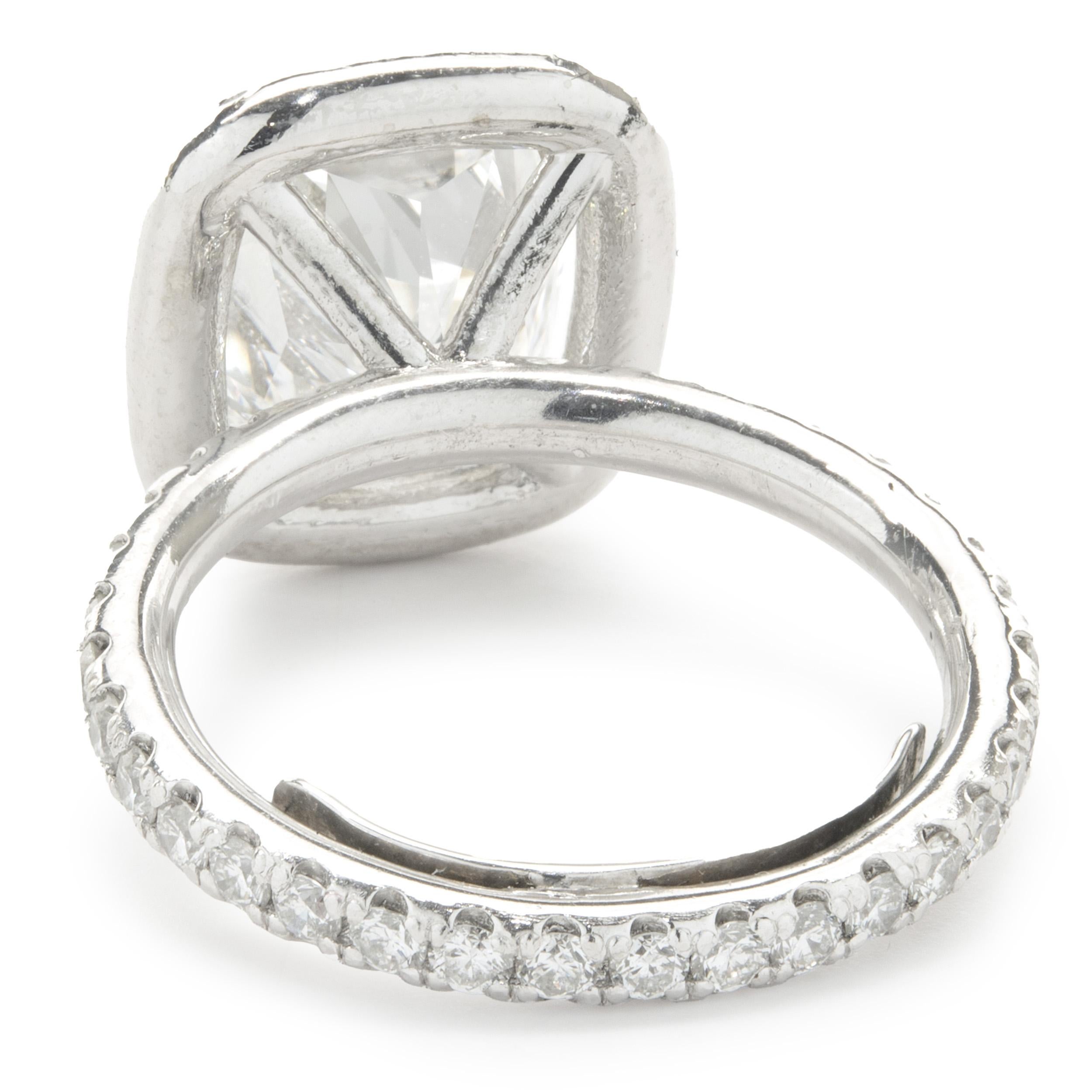 cushion cut diamond platinum engagement ring