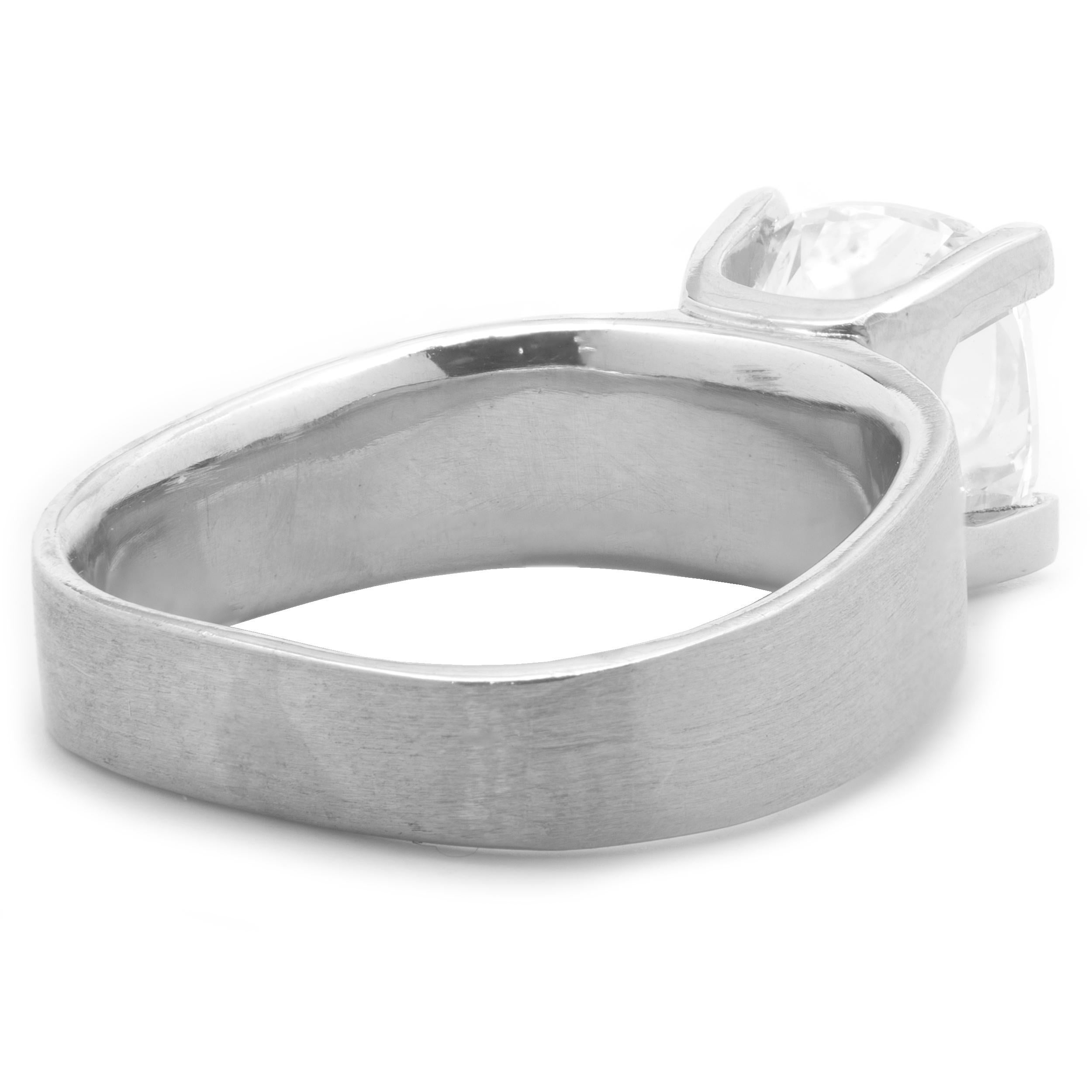 Platinum Cushion Cut Diamond Engagement Ring In Excellent Condition In Scottsdale, AZ