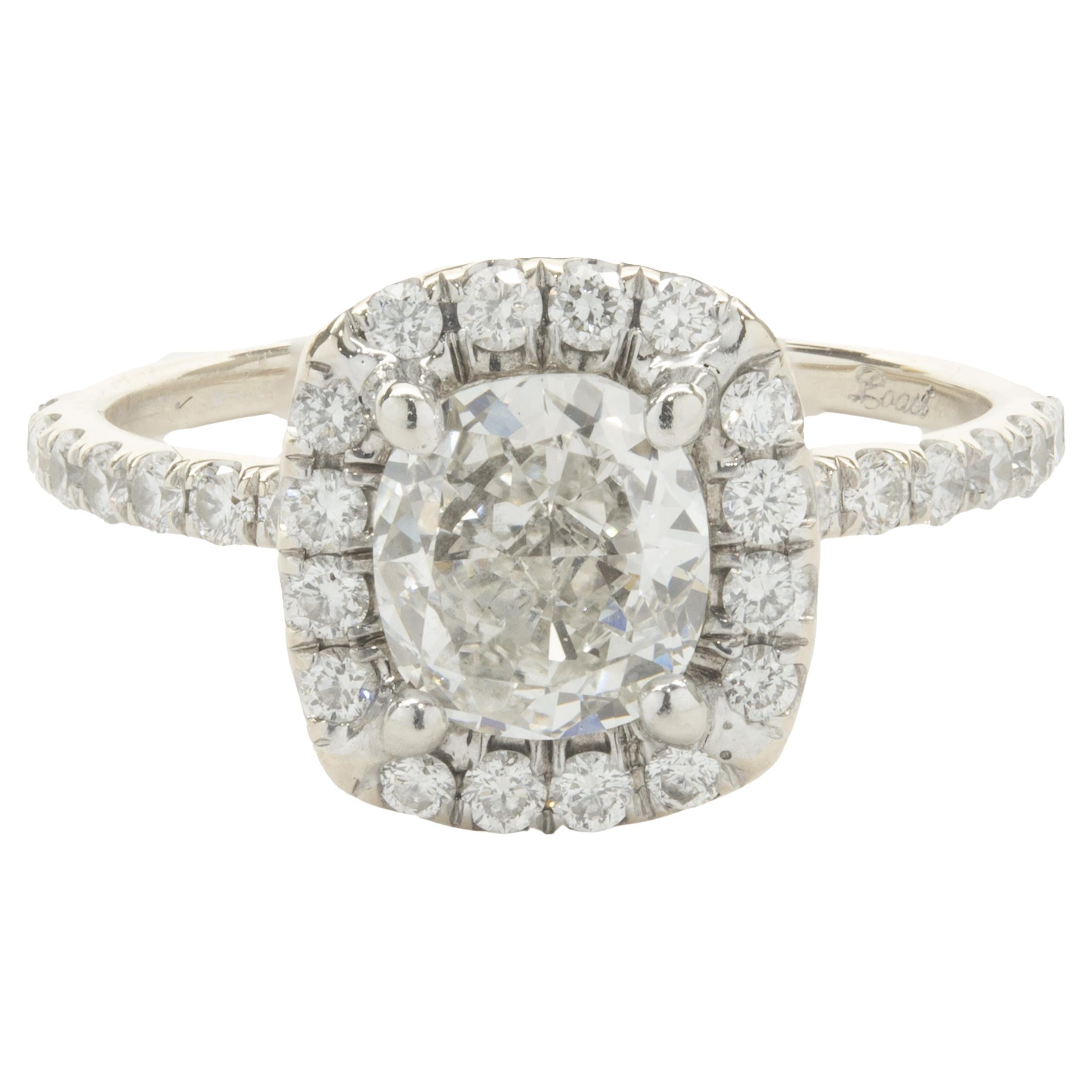 Platinum Cushion Cut Diamond Engagement Ring For Sale