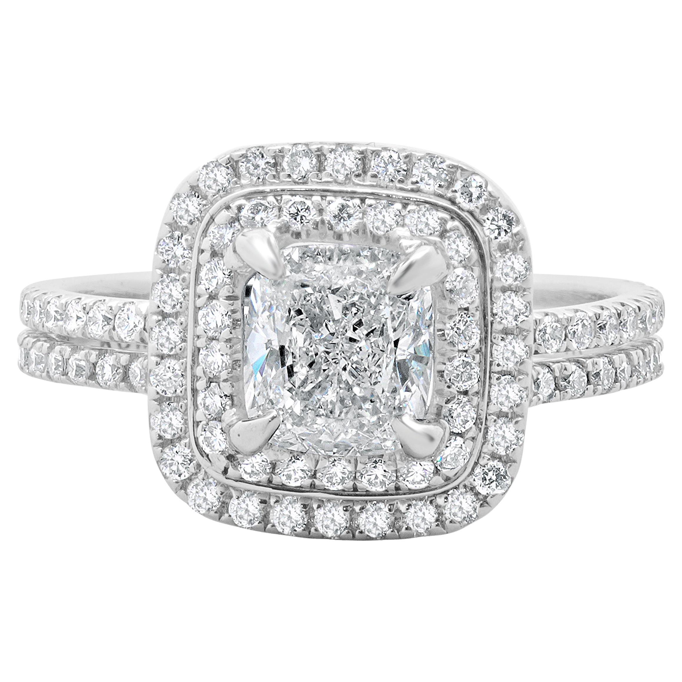 Platinum Cushion Cut Diamond Engagement Ring