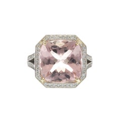 Achteckiger Platin-Cocktailring mit Morganit und Diamant im Halo
