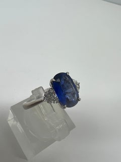 Platinum Cushion Sapphire Shield Cut Diamond Ring