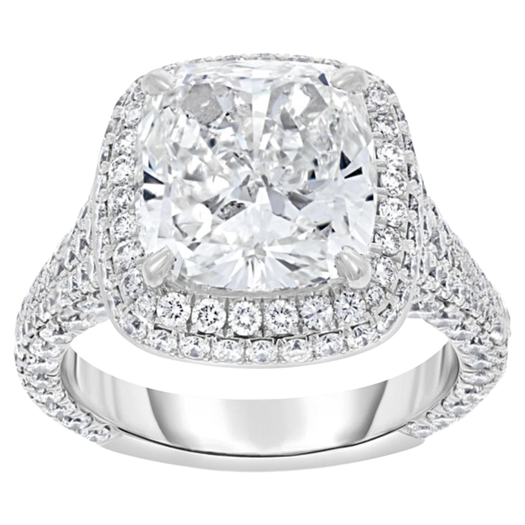 Platinum Cushion Shaped Diamond Engagement Ring