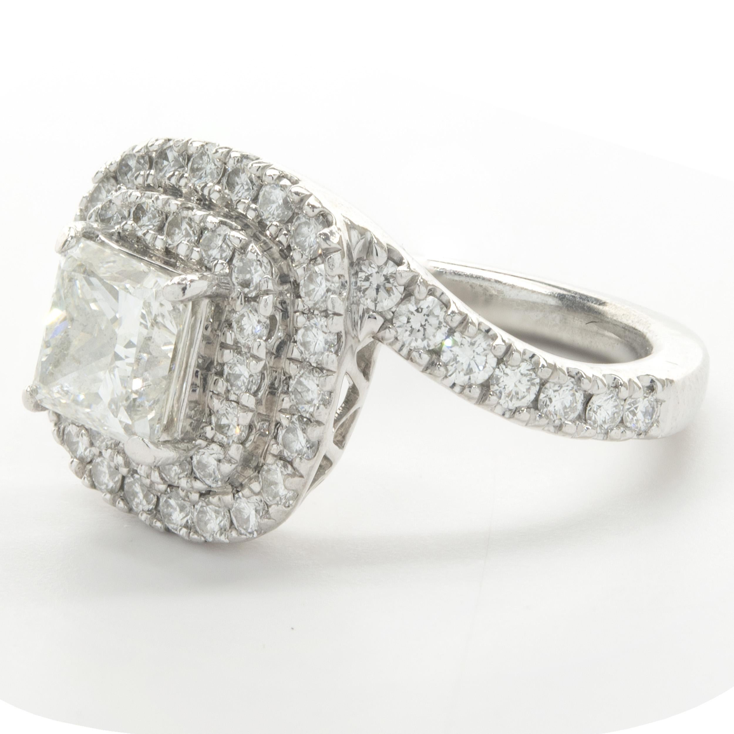 Platinum Custom Designed Princess Cut Diamond Engagement Ring In Excellent Condition For Sale In Scottsdale, AZ
