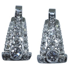 Platinum Dangler Earrings Set with 1.42 Carat Total Weight in Diamonds
