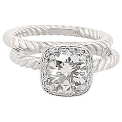 Platinum David Yurman 1.27 Carat Diamond Halo Engagement Ring Band