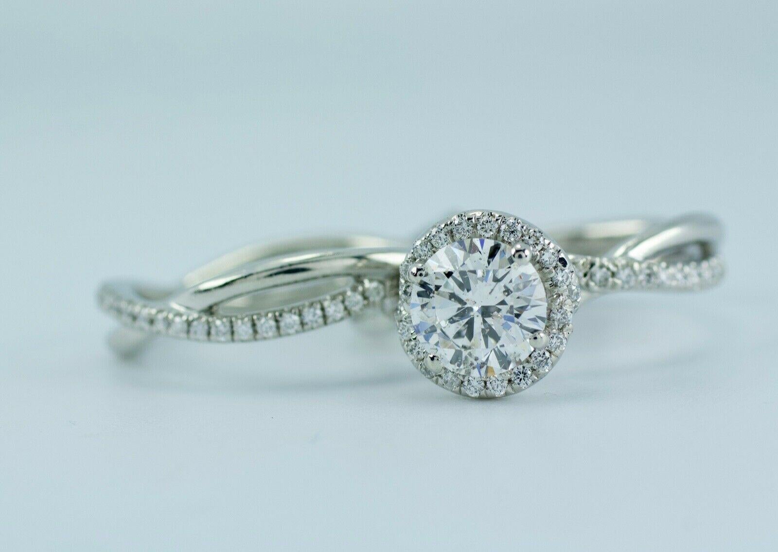 Platinum David Yurman Lanai GIA Round White Diamond Wedding Set Ring In Good Condition In Montgomery, AL