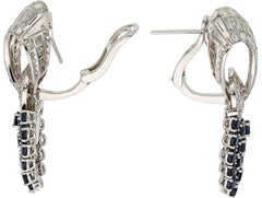 Platinum Day / Night Convertible Earrings, 8 Carat Diamond & 6.7 Carat Sapphire