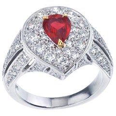 Platinum "Deco" Diamond and Ruby Ring