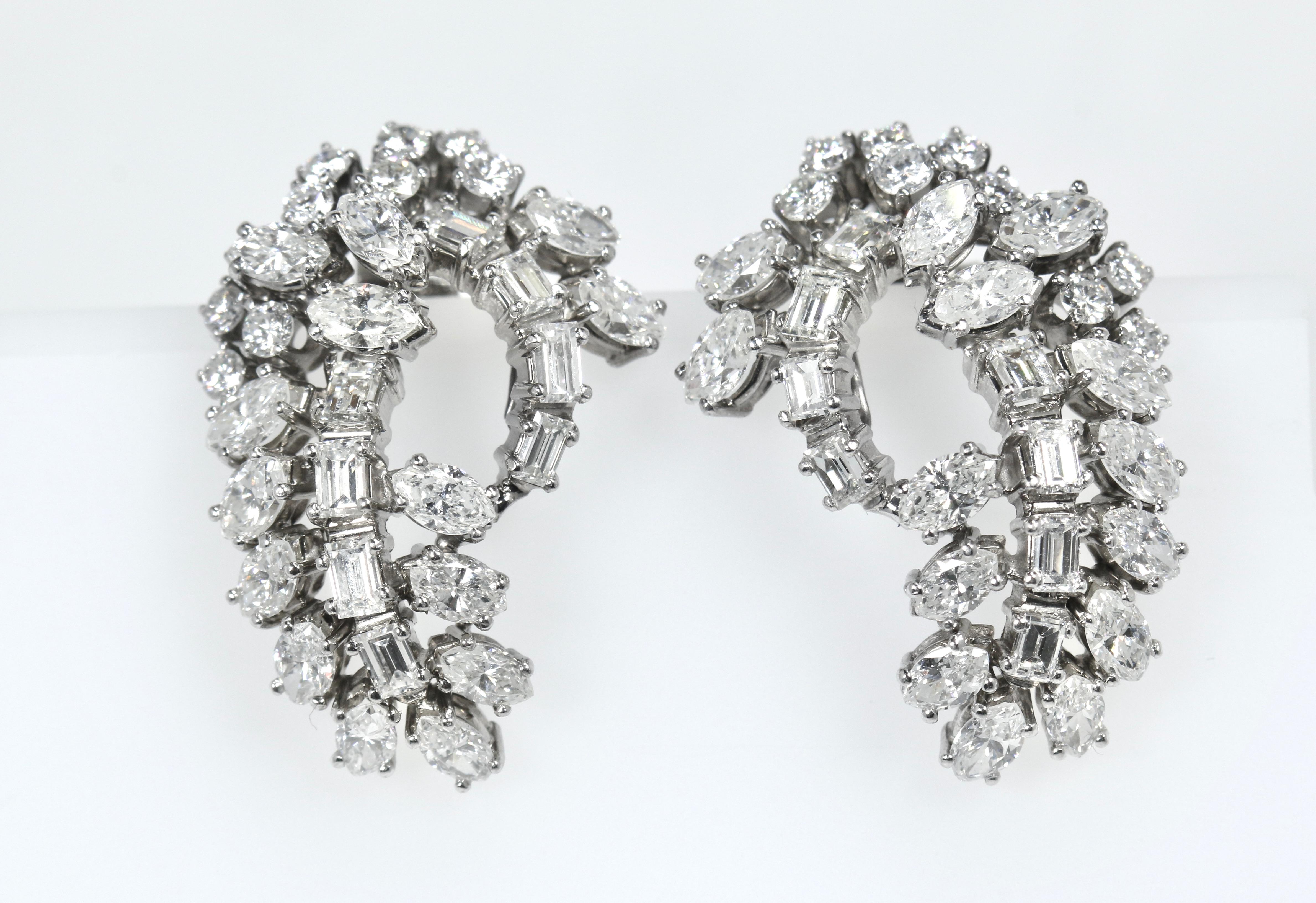 Five Carat Diamond Earrings in Platinum.  Gorgeous Look!  Hook for Dangling Charms off them as well.  