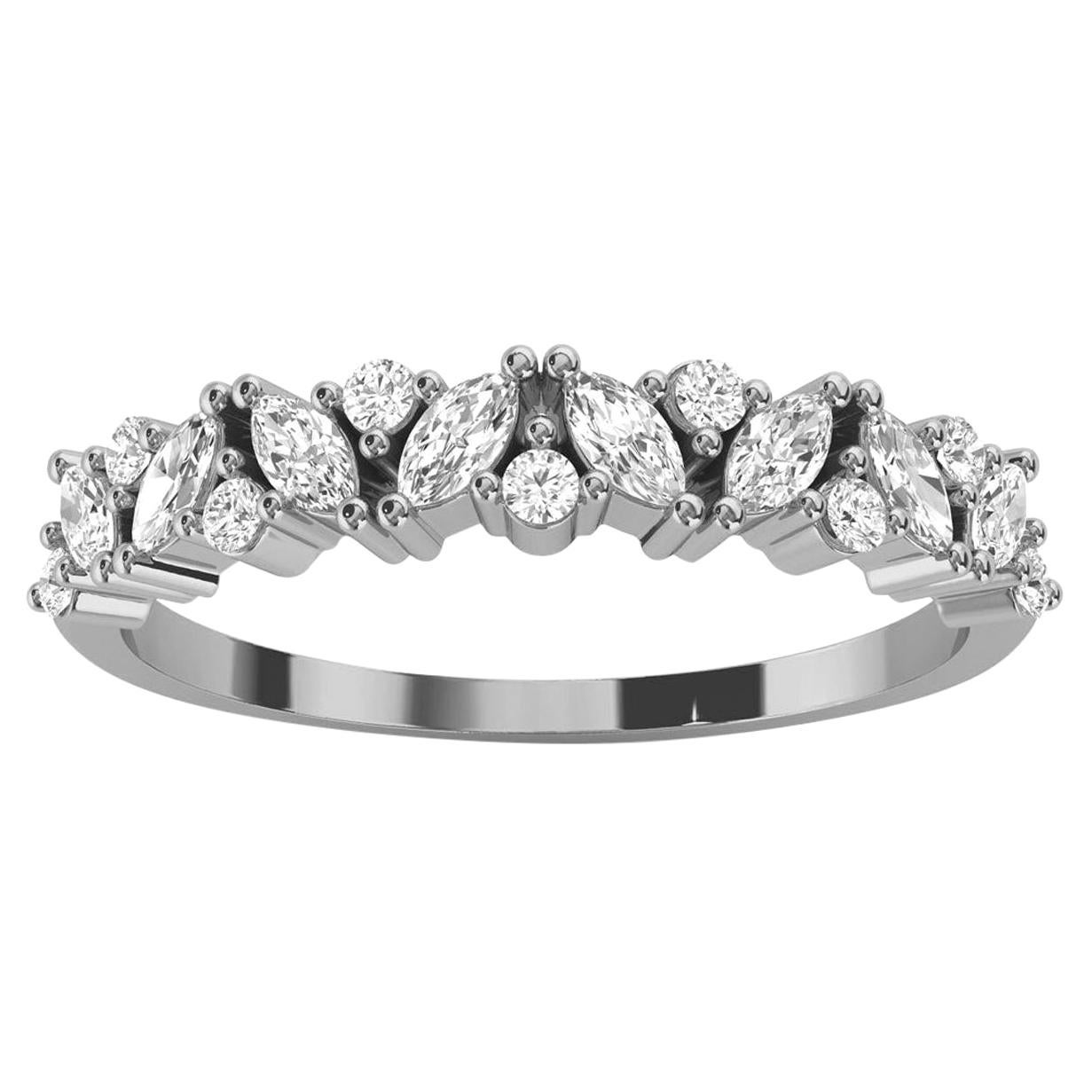 Platinum Delicate Nianna Marquise & Round Diamond Ring '1/3 Ct. tw'