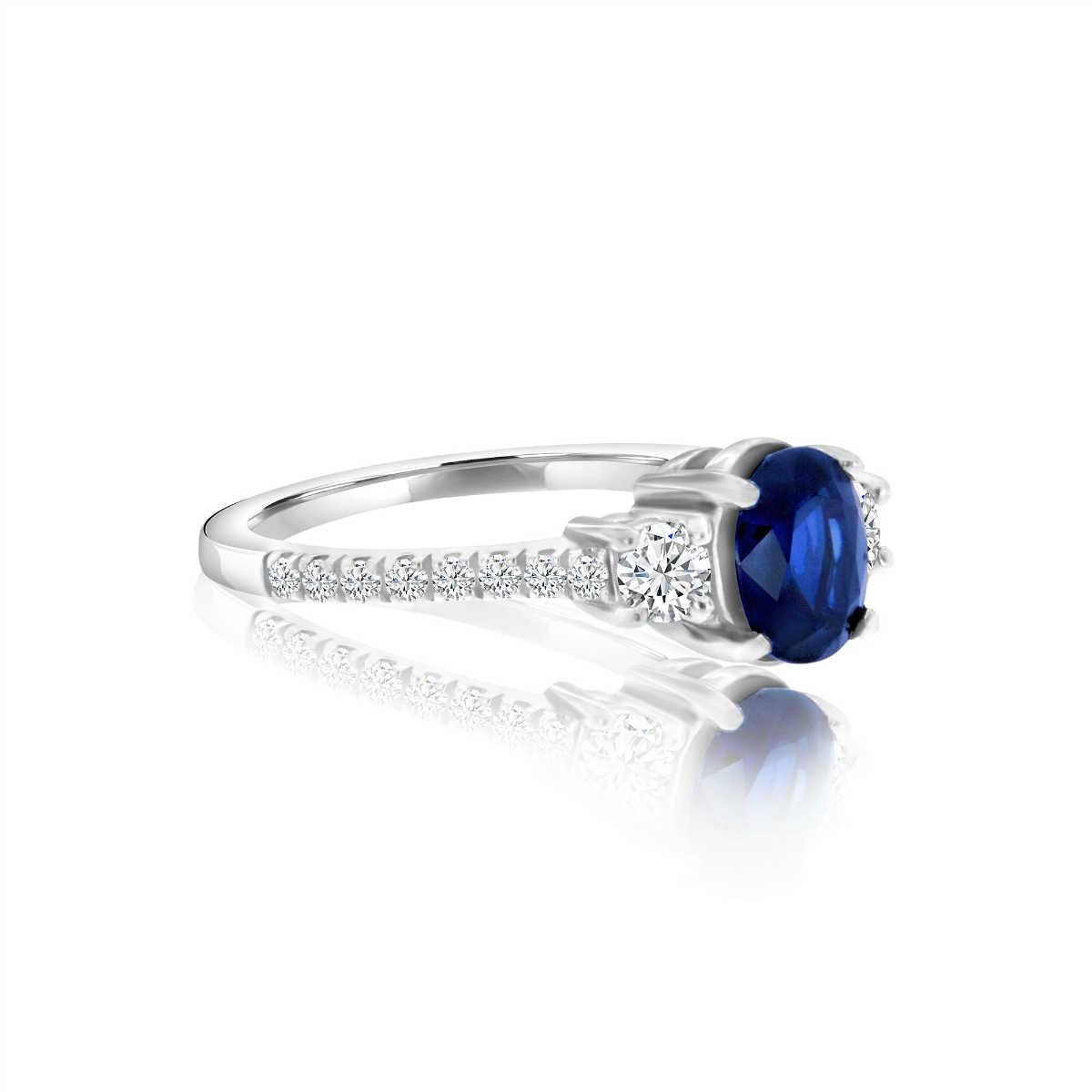 Oval Cut Platinum Delicate Oval Sapphire and Diamond Ring 'Center- 1.21 Carat' For Sale