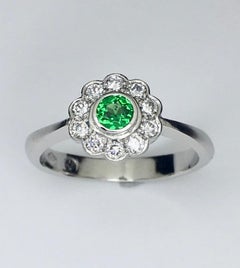 Platinum Demantoid Diamond Cluster Ring