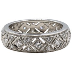 Platinum Diamond 0.55 Carat Filigree Eternity Wedding Band Ring