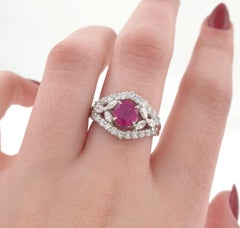 Platinum Diamond 1.04 Carat Oval Burmese Ruby Ring
