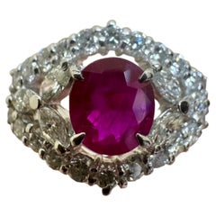Platinum Diamond 1.04 Carat Oval Burmese Ruby Ring