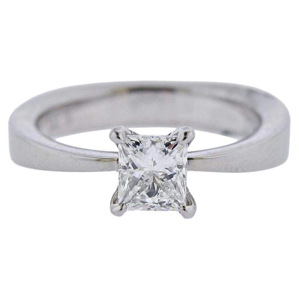 Platinum Diamond 0.88 Carat Engagement Ring For Sale