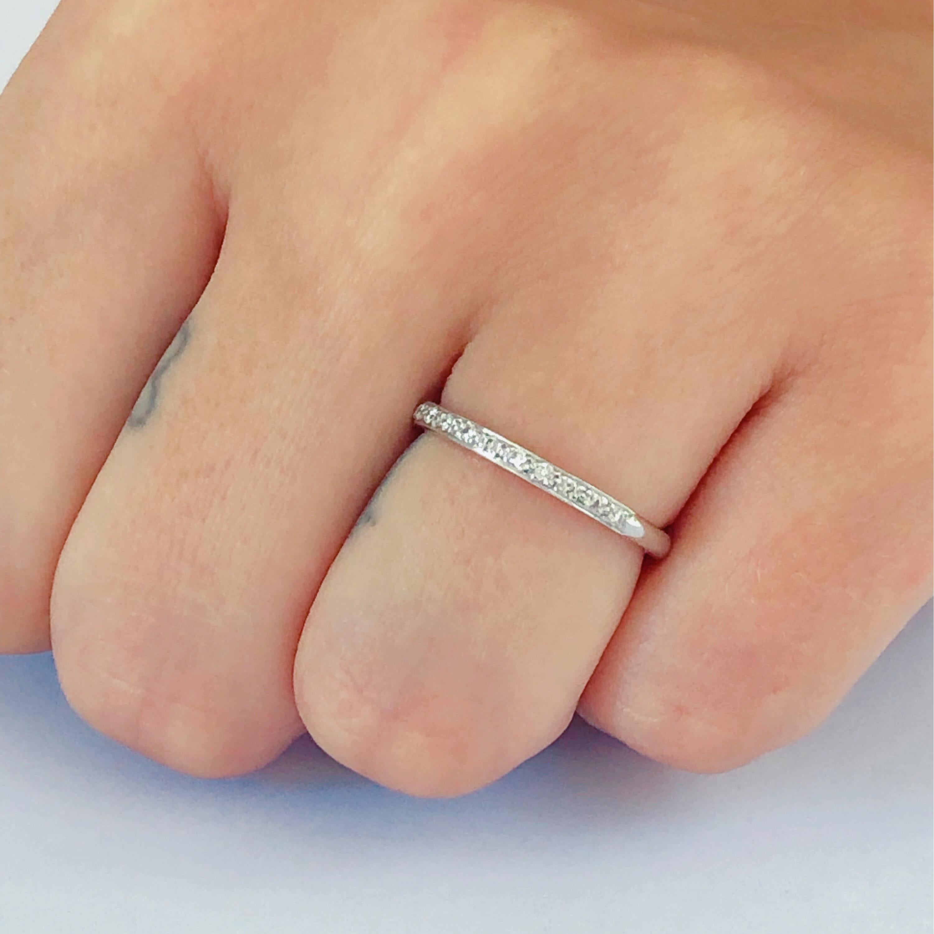 Contemporary Platinum Diamond 2 Millimeter Pave Set Eternity Band Finger Size 5.5 